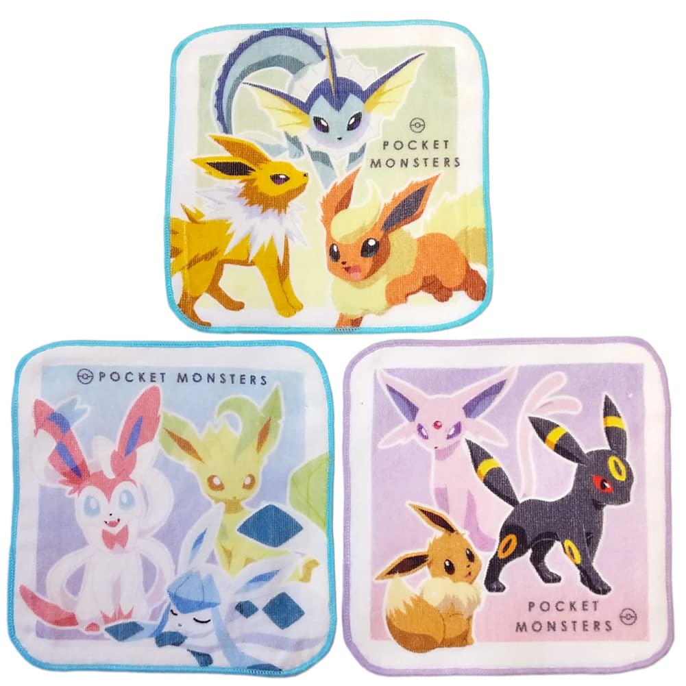 Amazon｜ポケモン ハンカチタオル 3枚セット ミニタオル 3Pセット