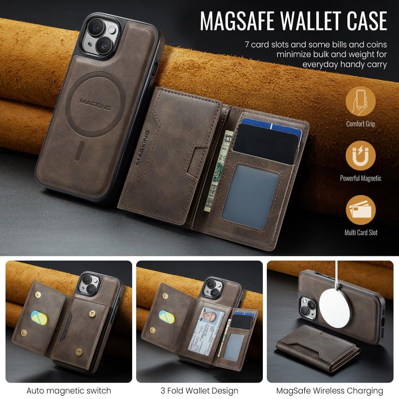 Funda iPhone 15 antichoque con protector RFID extraíble y soporte de carga inalámbrica 2