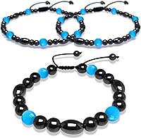 Vista 25 de Hion Paquete de 2 tobilleras de terapia de hematita para mujeres/hombres