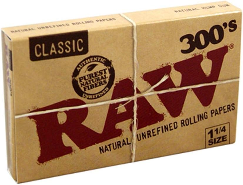 Raw Organic Rolling Papers 1 1/4 300'S 300 Leaves Unflavored Pack of 20