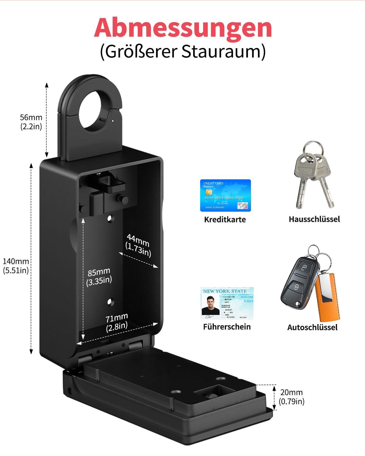 Populife Fingerabdruck-Schlüsselbox Smart Schlüsseltresor mit Zahlcode Fernzugriff wasserdicht für Zuhause Makler Airbnb