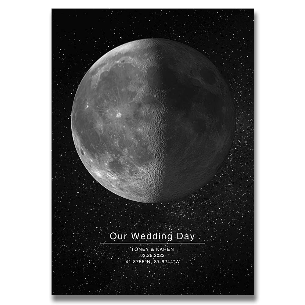 Moon Phase Personalised Custom Moon Wall Decor Moon Phase Print Keepsake Gift Printable Wedding Gift Moon Phase Wall Art