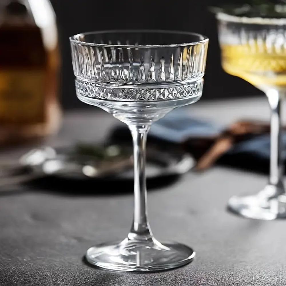 Forestamart Vintage Coupe Glasses Set of 4 - Stemmed Martini Glasses 250 ml - Long Stem Cocktail Glasses for Parties, Gifts, Aniversary 1