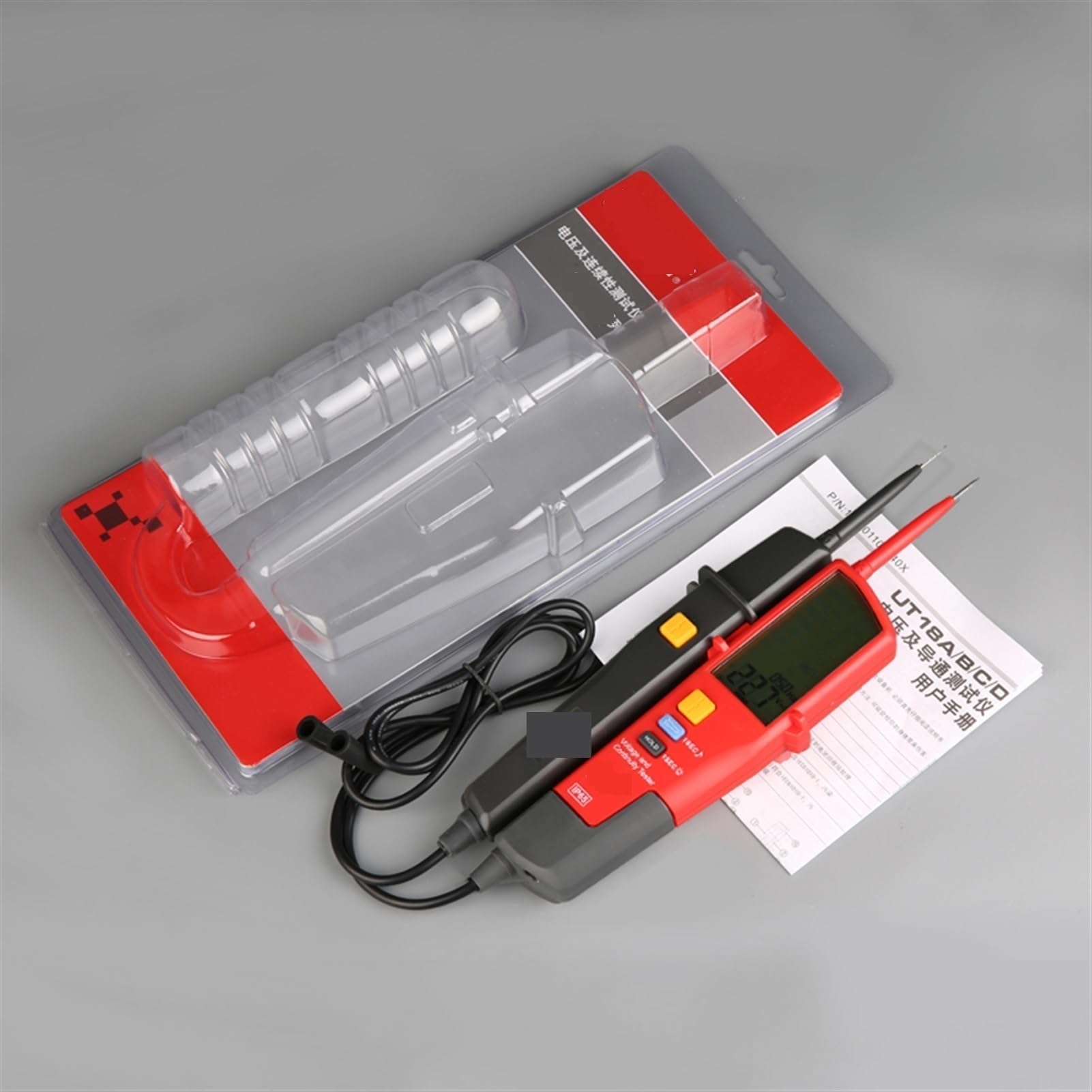 Comprobador de Baterias, Voltímetro digital UT18B UT18D AC DC Tester Continunity Voltage 69 0V LCD Mostrar secuencia 3 fases Rcd Probador eléctrico(UT18C)