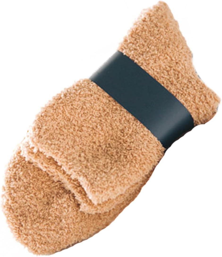 Men's Coral Fleece Ankle Socks Warm Thick Fluffy Floor Socks for Winter Sleep Bed Soft Khaki Thermal Cozy Slipper for Men
