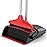 Broom with Dustpan Combo Set 54 Long Handle Adjustable Length Stainless Steel Broomstick Standing Dust Pan and Broom Set for Office Home Kitchen Lobby Floor Cleaning (Red and Black)