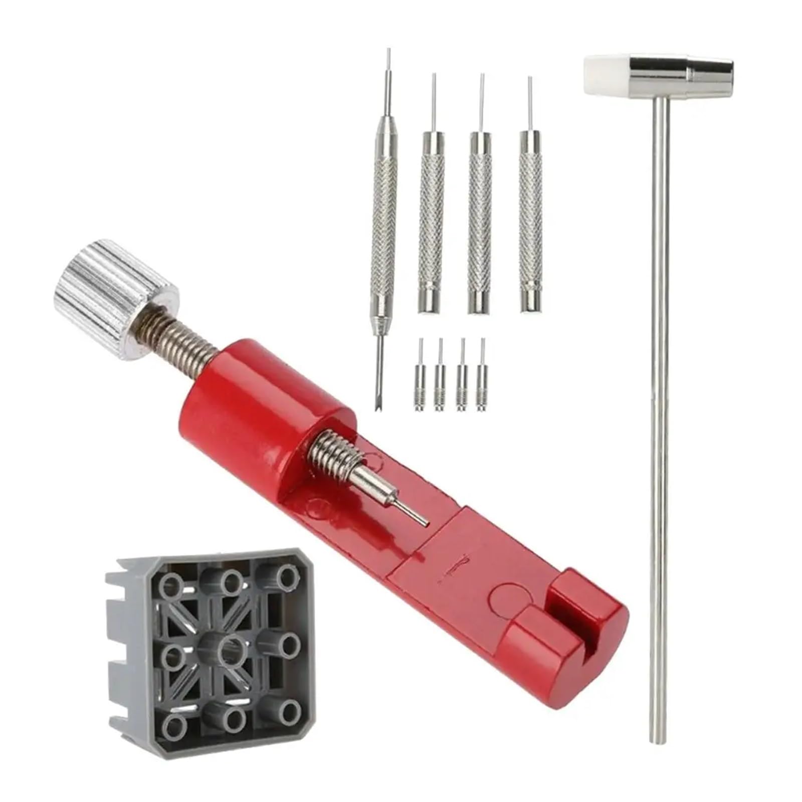 MIUYTRN 11-teiliges Reparaturwerkzeug-Set for Uhrenarmbänder, inklusive Gliederentferner, Stiften, Federstegen und Hammer cuicui