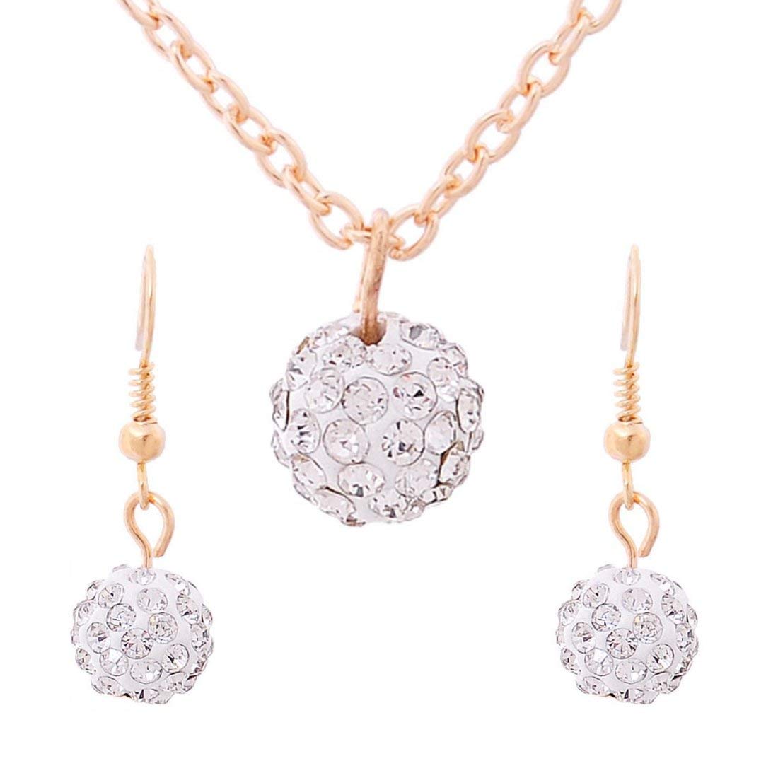 RVM Jewels White Crystal Rhinestone Ball 18K Gold Plated Round Pendant Drop & Dangle Earrings Jewelry Sets for Women & Girls (B0871K2JRN) Amazon Price History, Amazon Price Tracker