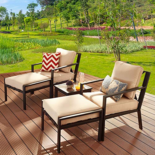 patio chairs with cushions and ottomans