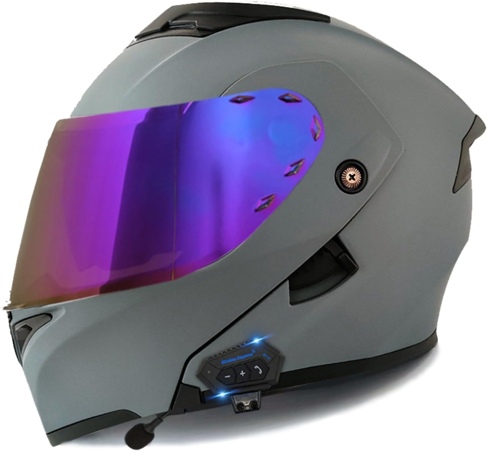 Motorcycle Helmet Flip-Up Modular Helmets Bluetooth Helmet,DOT ECE Certified Full Face Helmet Scooter Helmet Crash Helmet Double Anti-fog Visors Ideal for Adult Men Women