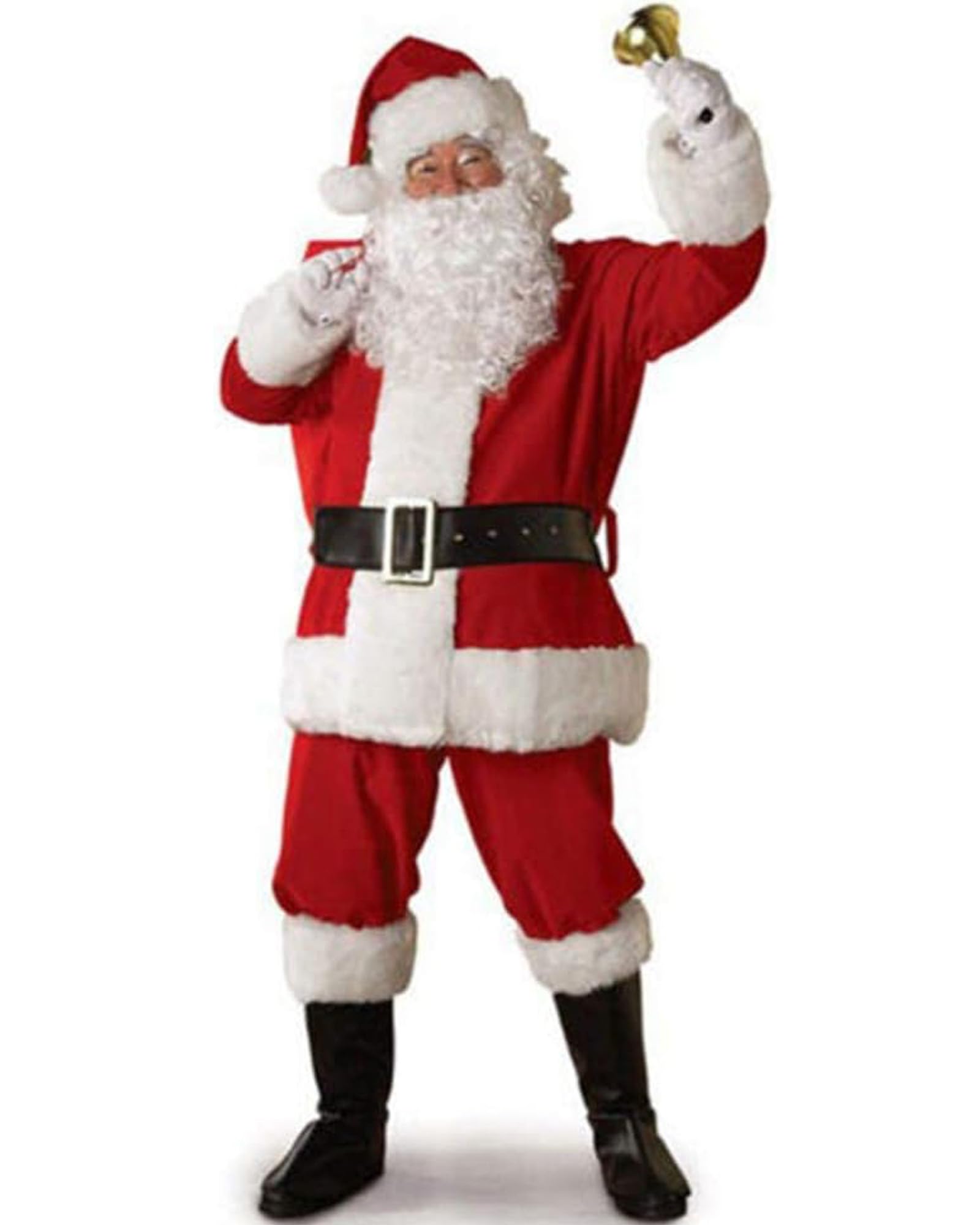 Cusghjbsg Men's Santa Costume Set Fancy Velvet Christmas Cosplay Outfit Themed Party Stage Show Role-playing Costume with Belt and Hats (red C, S)