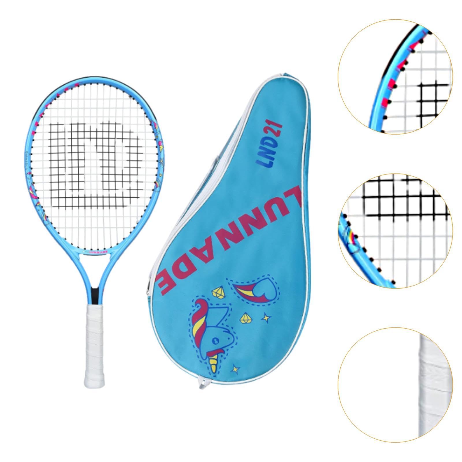Milageto Raqueta de Tenis para Niños Ligera Construcción Carbono Cuerda Nailon Mango Cómodo Antichoque Entrenamientos Principiantes Adecuada para Parques