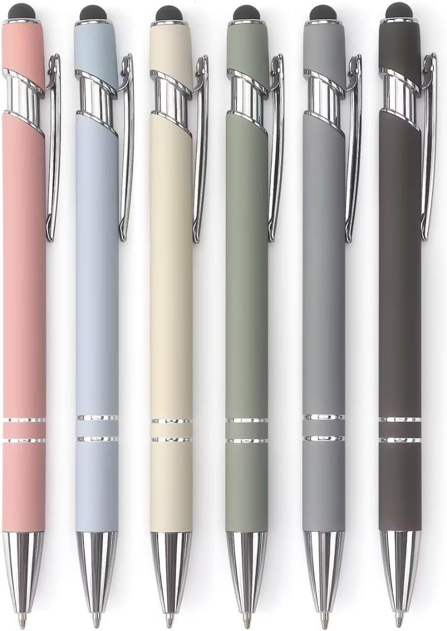 2 in 1 Stylus Pen Set | Retractable Ballpoint Pen with Stylus Tip | Metal Pen for Touch Screens | Ballpoint Pen for Daily Use | for Office/School/Drawing (Set of 6 PCs,Multicolor)-image-36