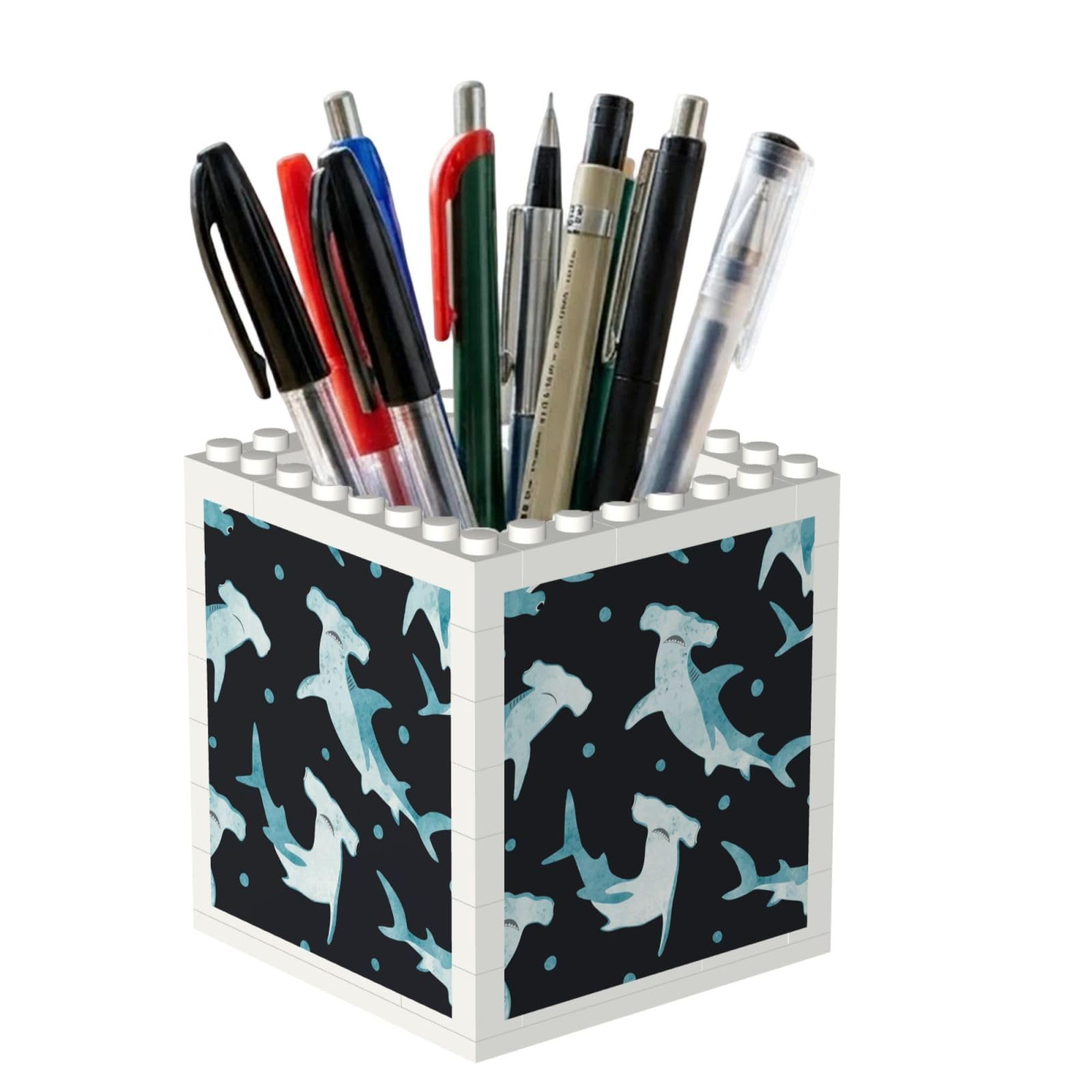 Poadnly Watercolor Hammerhead Shark, Pen Pot Pencil Holder for Office Home School, Compact Desk Organiser for Office Stationery
