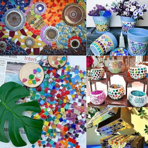 Nurila Mosaik Steine, Bunte Mosaiksteine 200g, Mosaik Bastelset Kinder Crystal Freestone Full Mix für Heim Deko, Fotorahmen, Blumentöpfe, Spiegel & Kunsthandwerk Badezimmer (Mix Color Series)