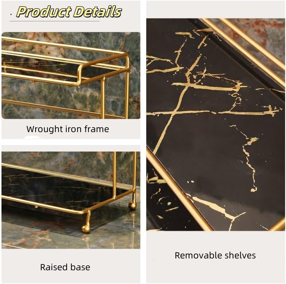 Modern Bathroom Shelf, Multi-Layer Cosmetic Dressing Table, Wrought Iron Countertop Display Stand, Suitable for Bedroom, Living Room, Bathroom(White)