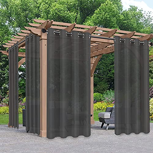 PureFit Sheer Outdoor Curtains for Patio Waterproof/Weatherproof, Fade Resistant Outside Voile Curtains for Gazebo, Front Porch, Pergola, Sun Filtering Privacy Curtain, 54 x 84 inch, Set of 