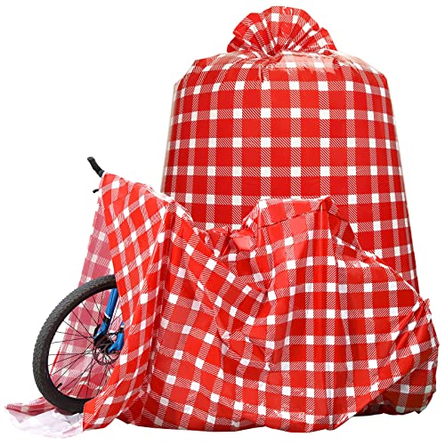 Teling 2 Pcs 80 x 60 in Jumbo Bike Gift Bags Christmas Extra Large Bicycle Plastic Gift Bags for Heavy Large Xmas Present(Green Black)