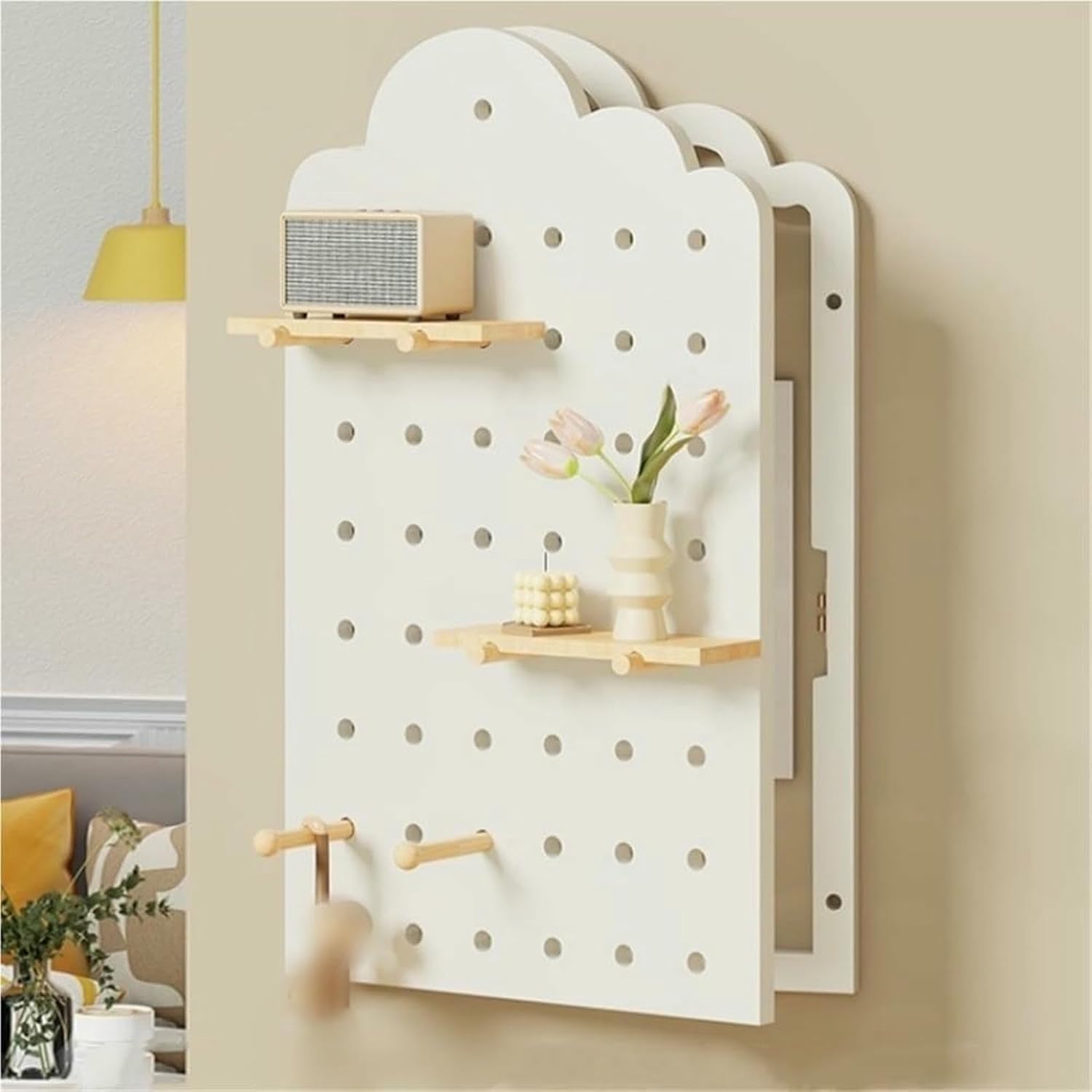 Wooden Electrical Panel Cover with Pegboard Storage Stylish Decorative Breaker Box Cover for Hotel Kitchen Room,Ideal for Living Room
