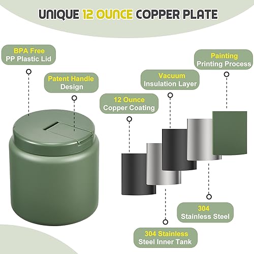 Miniatura 12 de Termo de sopa de 13.5 onzas para niños con tapa de hebilla, recipiente de comida aislado al vacío, boca ancha, a prueba de fugas, acero inoxidable