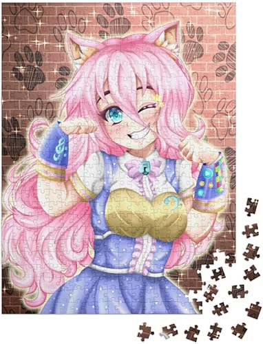 Miniatura 17 de Happy Kawaii Anime Neko Girl of Pink Hair, Anime Illustra... Rompecabezas con 1000 piezas