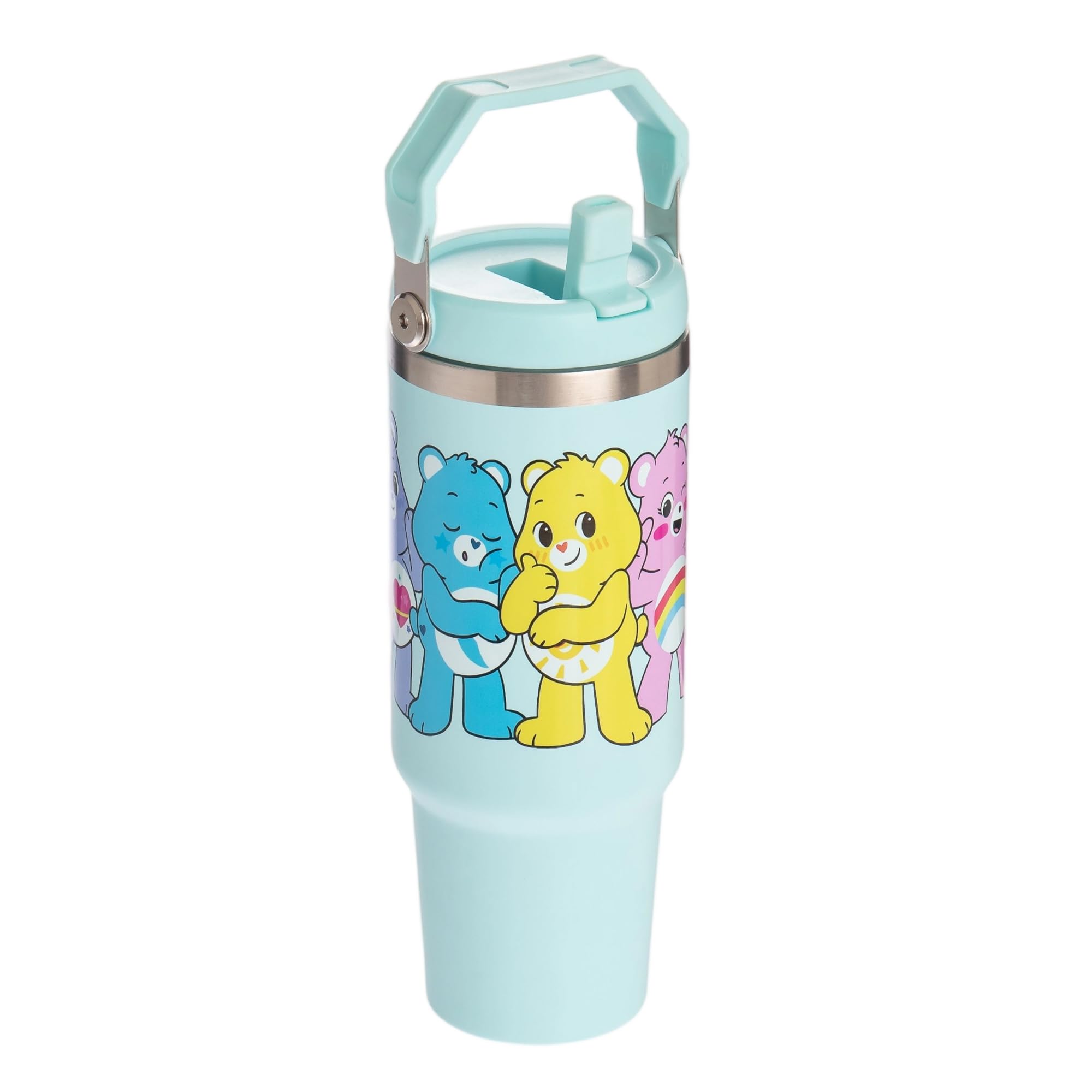 Care Bears Stainless Steel Water Bottle Travel Mug + Handle 800ml Insulated Bradley Cup, Double-Walled, Leak-Resistant, Friendship Design, Blue — image 1