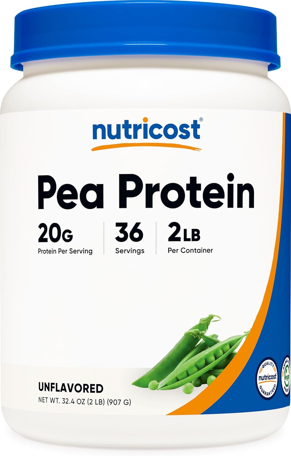 Nutricost Pea Protein Powder (2 LBS) Unflavored - 20g of Vegan Pea Protein Isolate, GMO-Free, Gluten-Free, 36 Servings