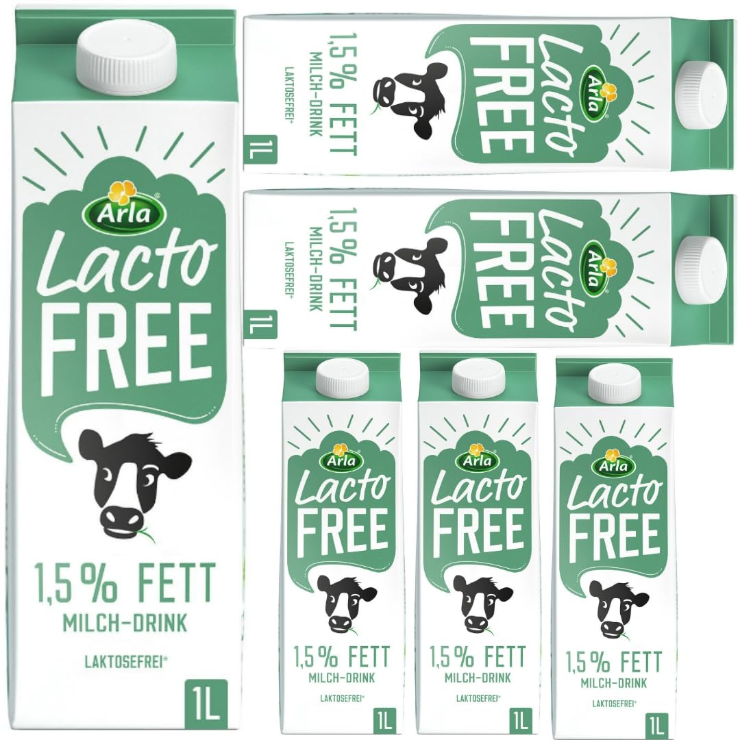 Arla Lacto Free Laktosefreie Milch 1,5% Kuhmilch Milch 1000 Milliliter x 6 Stück [Frischegarantie]
