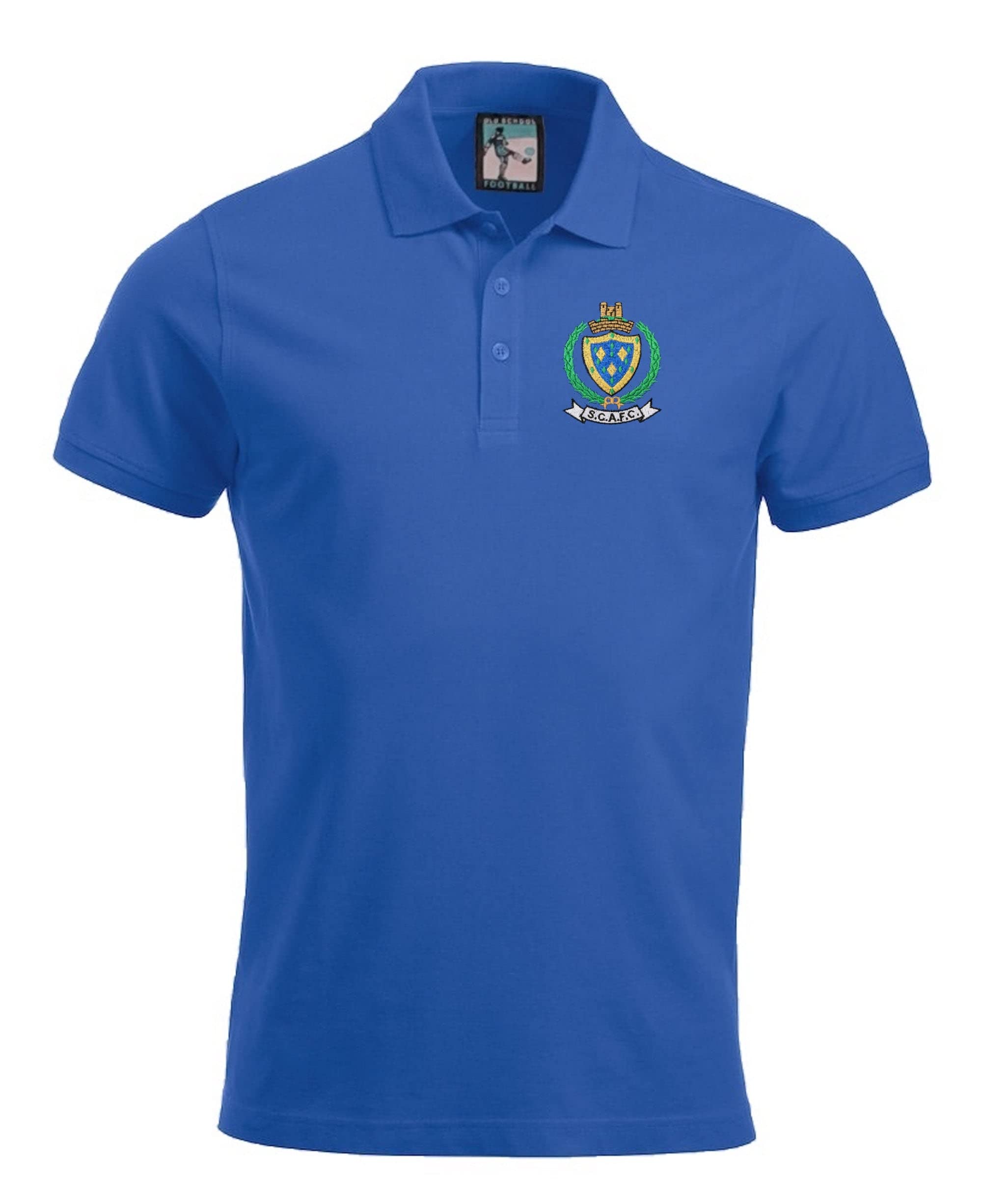 Stockport CTY. 1966-1967 Retro Football Polo Embroidered Logo Royal