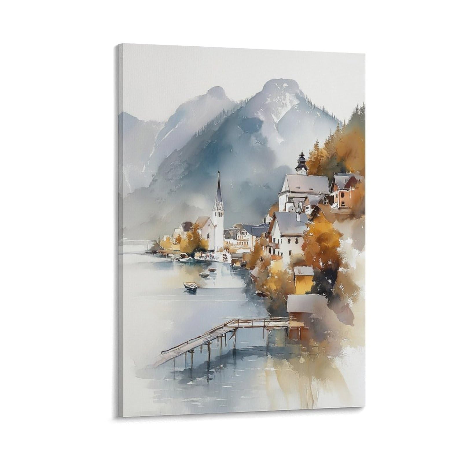 LCYNNH Skagway Coastal Town 24x36inch(60x90cm) Vintage Travel Poster Watercolor Canvas Art