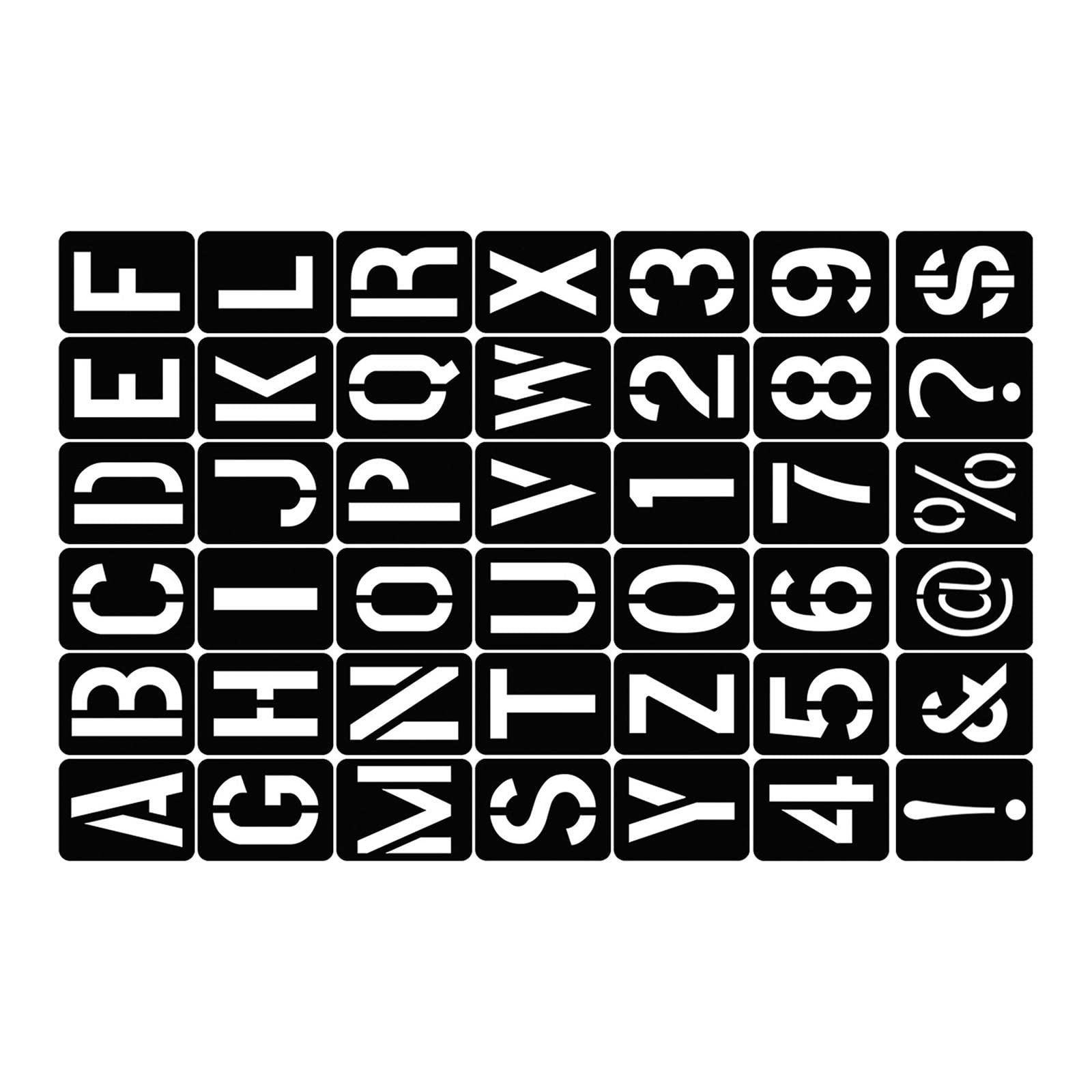 5 set di 42 stencil a forma di lettere, simboli, numeri, progetti artigianali per pittura