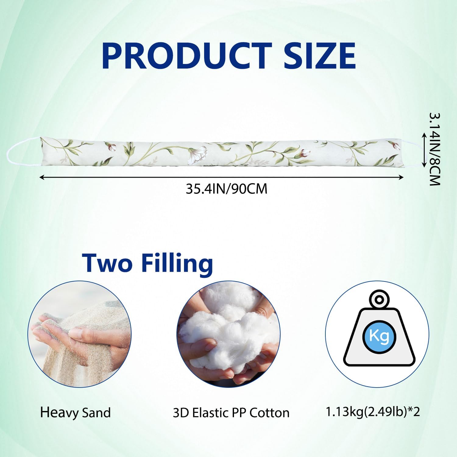 2 Pack 36 Inch 2.8 Inch Wide Slim Under Door Blocker Door Draft Stopper, Bottom Blocker Weighted Gap Filler Saving Energy Sound Air Noise Light Stopper Canvas Cotton Cartoon Print 2.2Lb