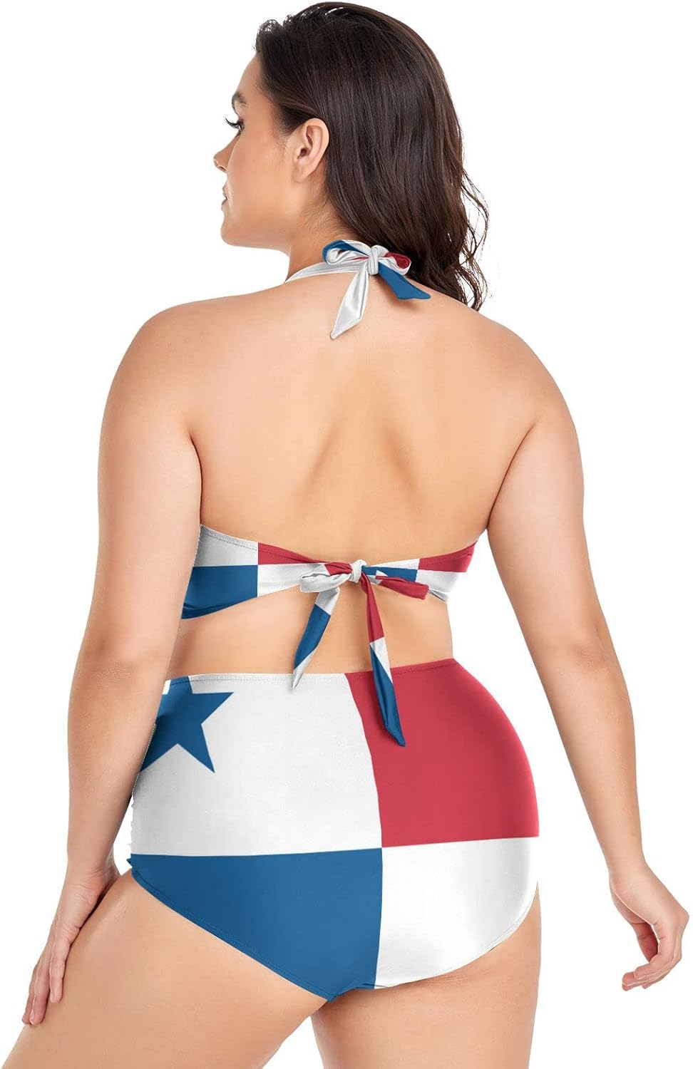Aflyko Women Plus Size Bikini Country Flag 2-Piece Swimsuit Ruched Swimwear Large Beachwear
