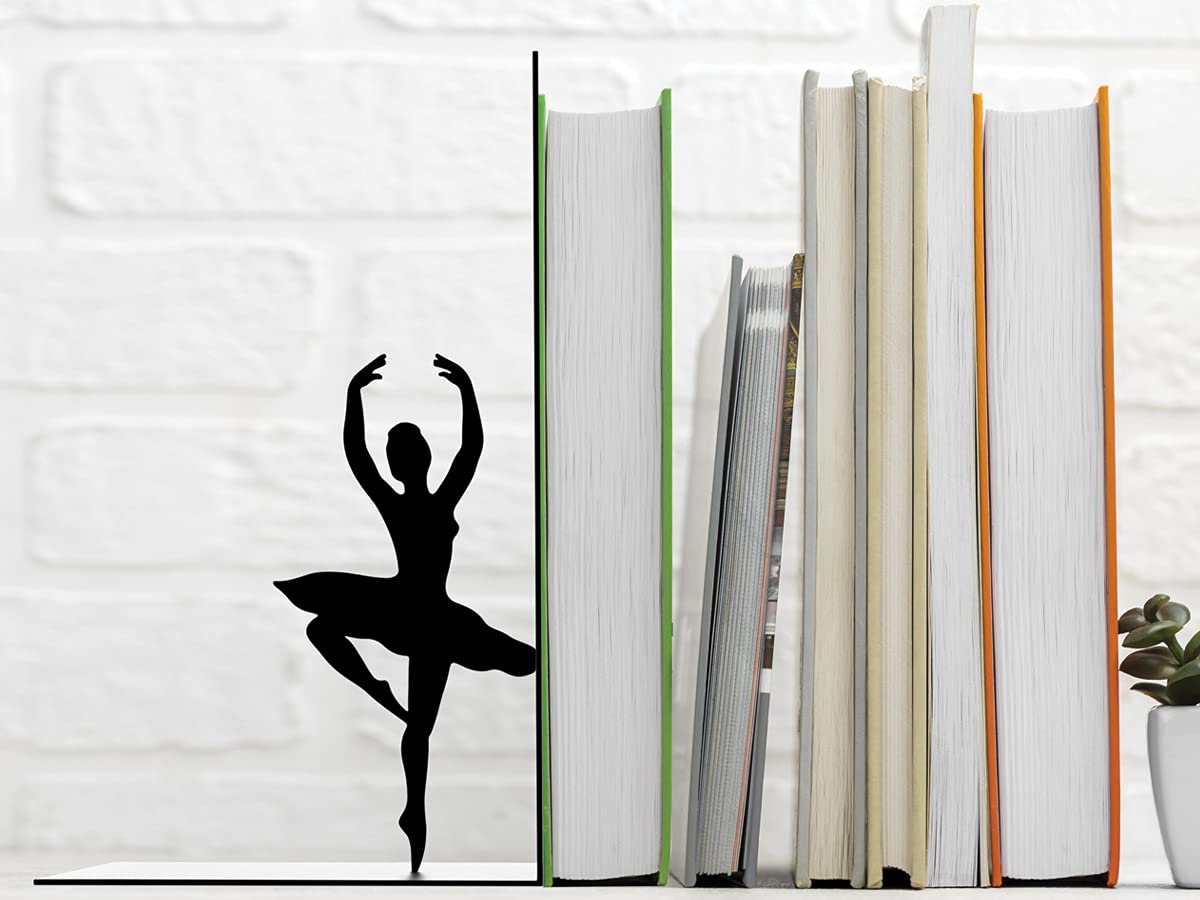 I-TOTAL Supporto per Libri Simpatico in Metallo, Fermalibri Reggilibri per Scaffale Tavolo Idea Regalo (BALLERINA)