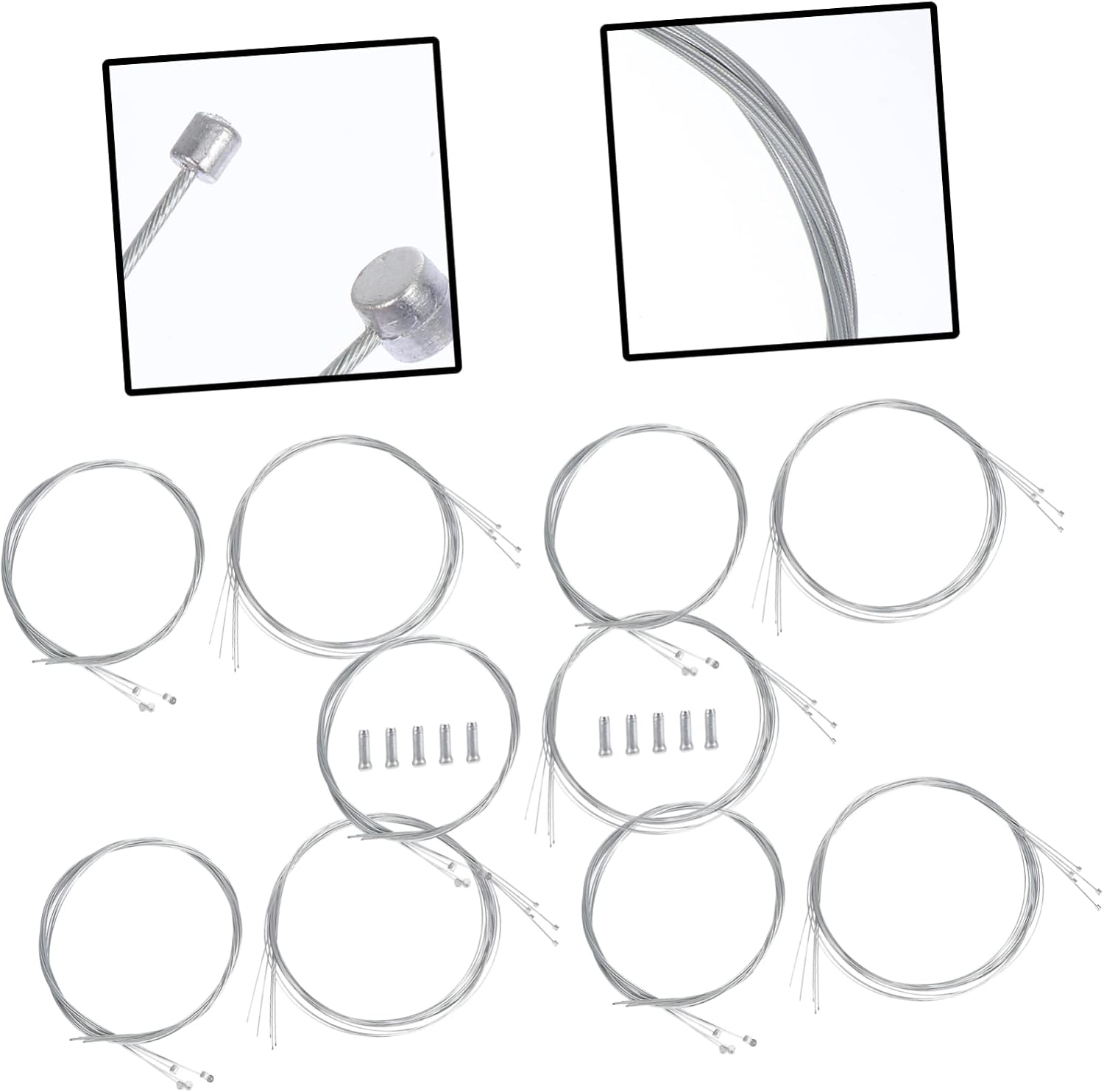 5set Brake Wire Replacement Kit Bike Brake Cable with End Caps for and Folding Versatile Easy Installation Accessories