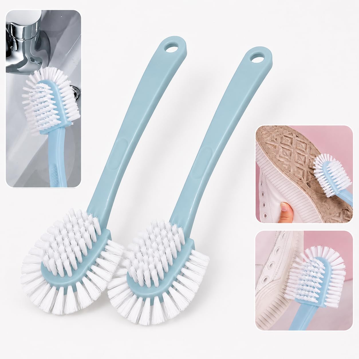Kyrotech 2 Adet Çok Fonksiyonlu Ayakkabı Temizleme Fırçası, 5 Taraflı Ergonomik El Fırçası, Sert Dayanıklı Kıllı Spor Ayakkabı Süet Deri Taban Fırçası, Kaymaz Saplı Yıkanabilir Kompakt Tasarım