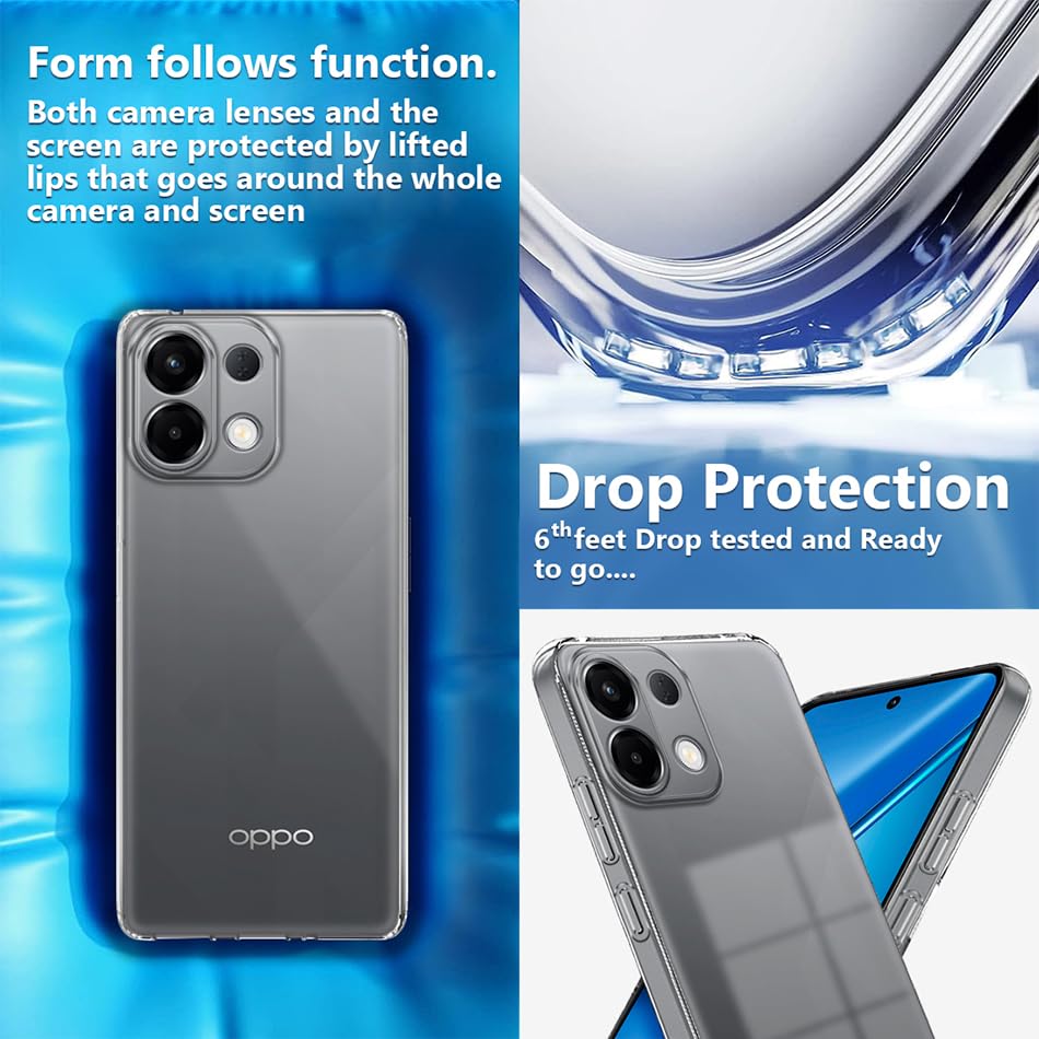 Image of Fashionury Crystal Clear Case for Oppo K13 5G | Yellowing Resistance | Transparent TPU Silicone | Raised Camera Lips | Slim Transparent Cover