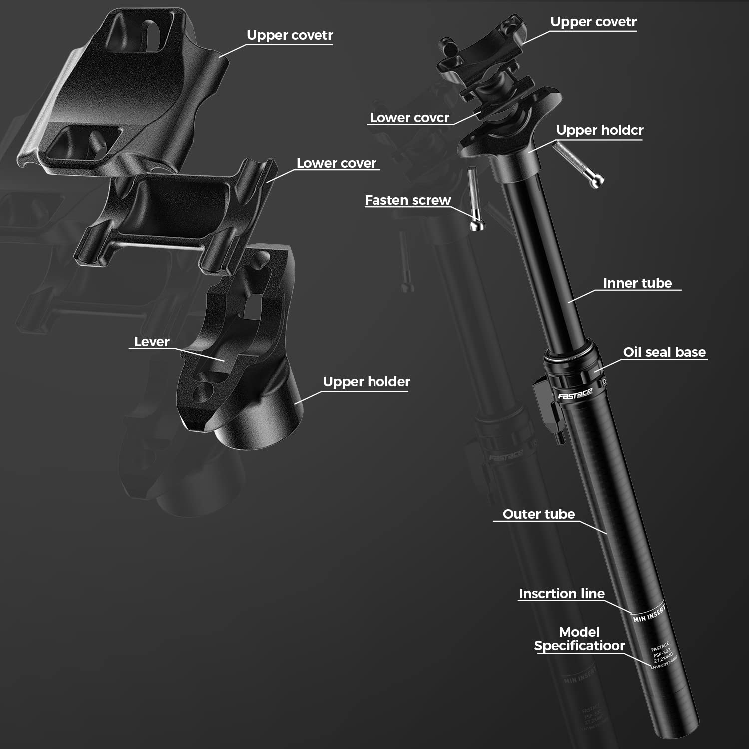 Amazon | Fastace ドロッパーポスト 125mm トラベル MTB ドロッパー 