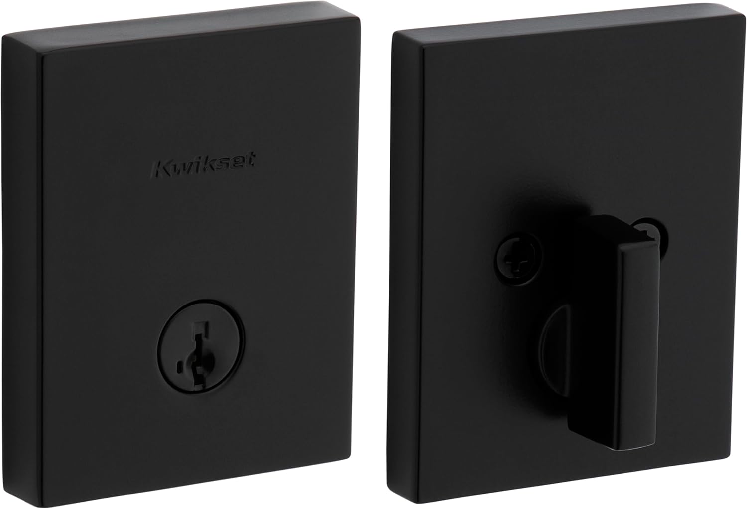 Kwikset San Clemente Deadbolt Lock, Matte Black Rectangle Exterior Keyed Front Entry Door, Pick Resistant SmartKey Rekey Security, Single Cylinder Dead Bolt, with Microban Protection