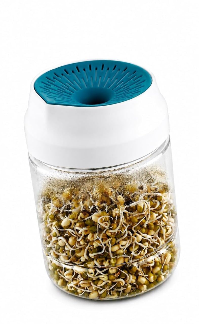 Complete Nutrition Sprout Maker Kit | Large Bean Sprouter Container with Drainage Stand | Home Seed Germination Container for Mung Beans, Broccoli, Alfalfa, Lentils & More-image-45