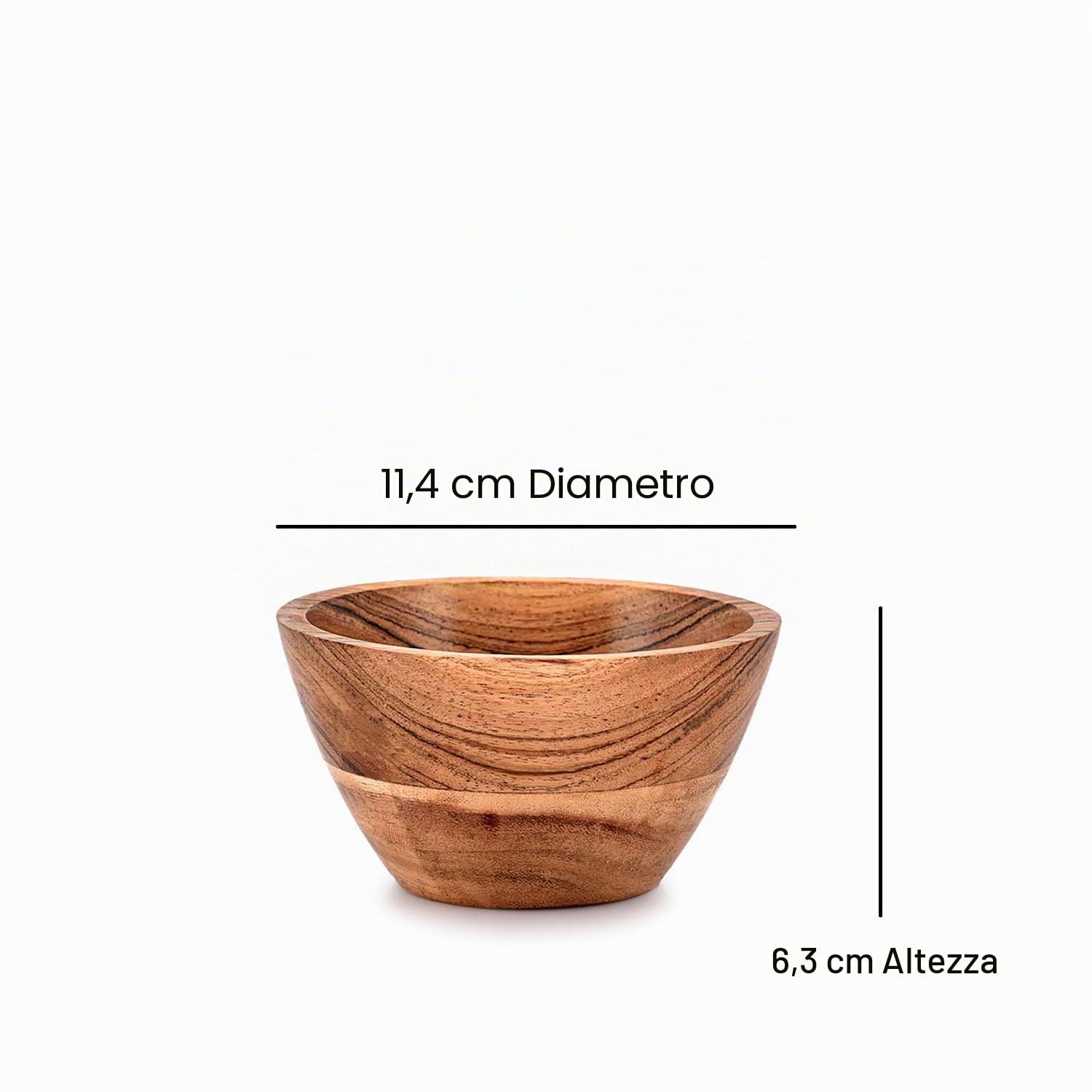 Ciotola per snack, in legno di acacia, decorativa, per snack, gioielli, chiavi e decorazioni per la casa (set di 4) (11,4 x 11,4 x 6,3 cm)