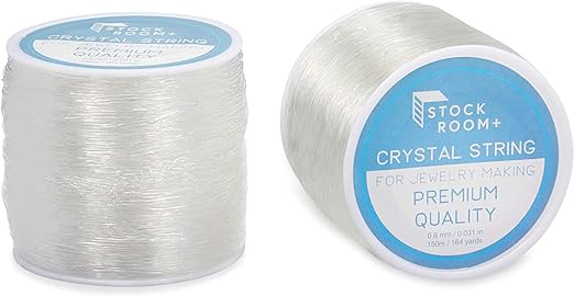 Stockroom Plus 2 Pack 0.8mm Elastic String for Jewelry Bracelet Making and Beading, Clear Stretchy Cord, 328 yd