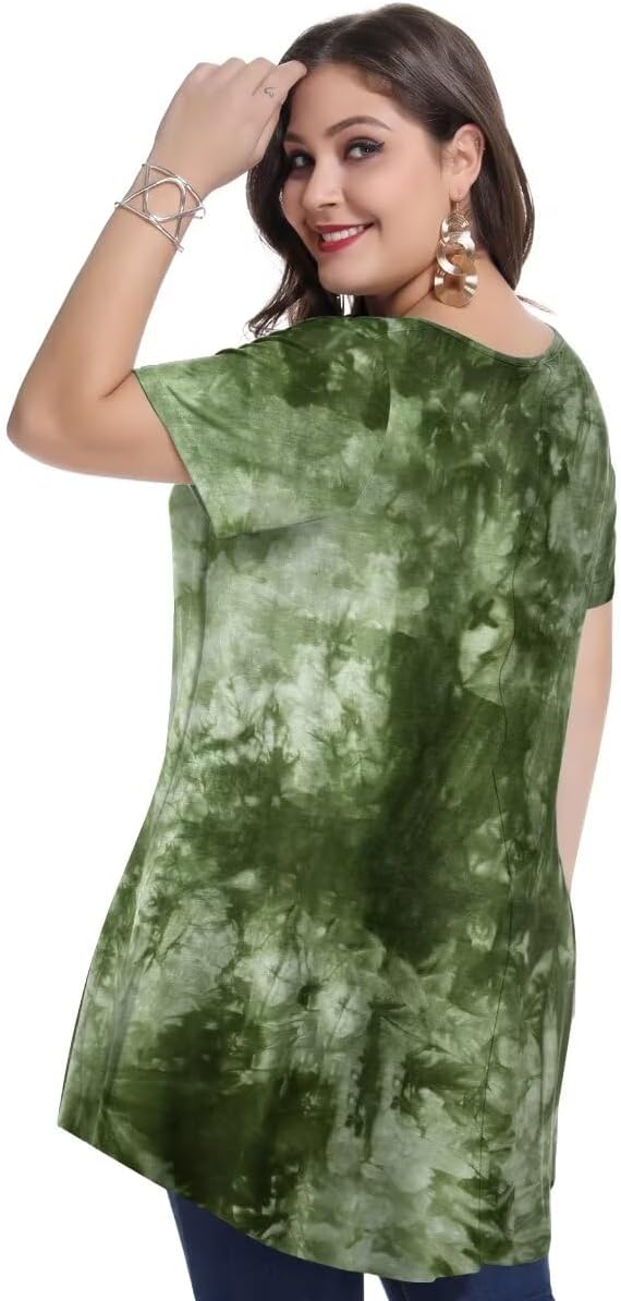 MONNURO Womens Plus Size Short Sleeve Swing Tunic Tops Casual Loose Fit Flare Basic T-Shirts - Image 5