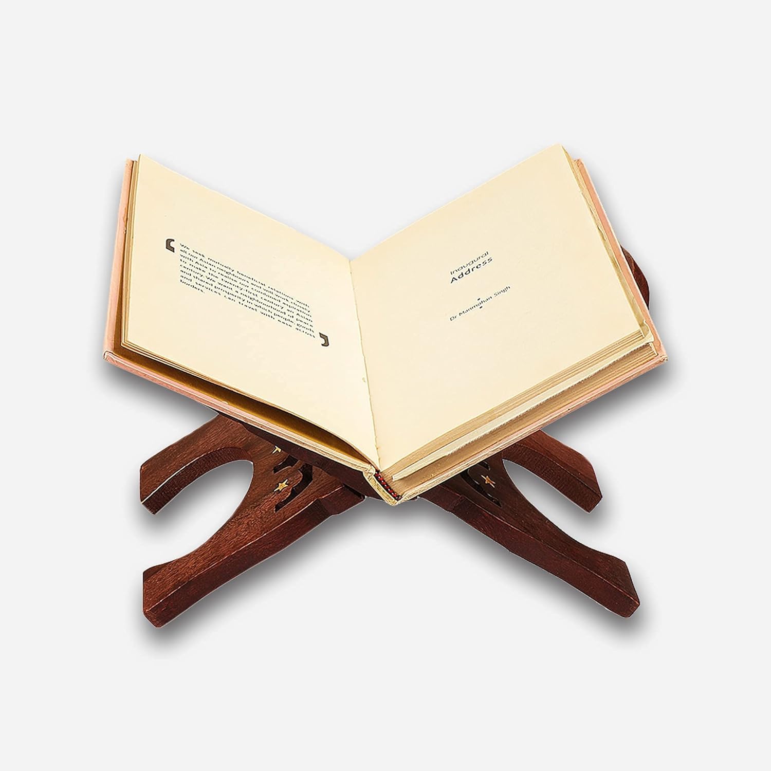 Premium Wooden Hand Carved Holy Book Stand Foldable Rehal for Quran, Gita, Bible & Other Scriptures Brown Sheesham Wood, 12 x 6.5 Inch-image-35