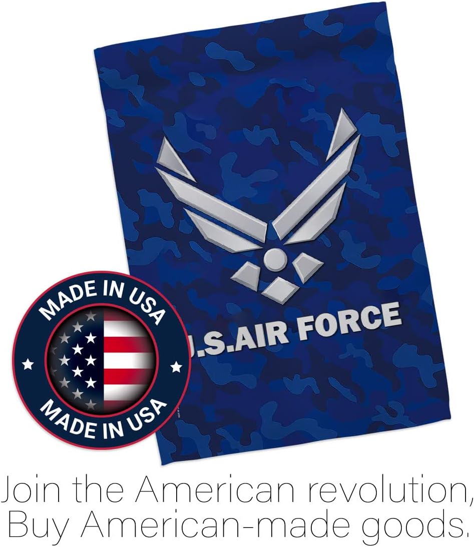 US MILITARY US Air Flag Armed Forces Double-Sided Lawn Decoration Gift House Garden Yard Banner United State American Military Veteran, 12" x 18.5 Made in USA