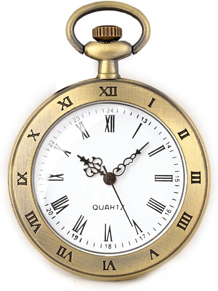 Vintage Pocket Watches for Men with Chains, Analog Pocketwatch for Women Roman No. Gifts for Dad/Grandpa Gifts for Him for Birthday