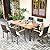 Tangkula 7-Piece Wicker Patio Dining Set, Patiojoy Outdoor Rattan Garden Yard Furniture Set, Acacia Wood Tabletop Dining Table with Umbrella Hole & 6 Stackable Rattan Chairs Set