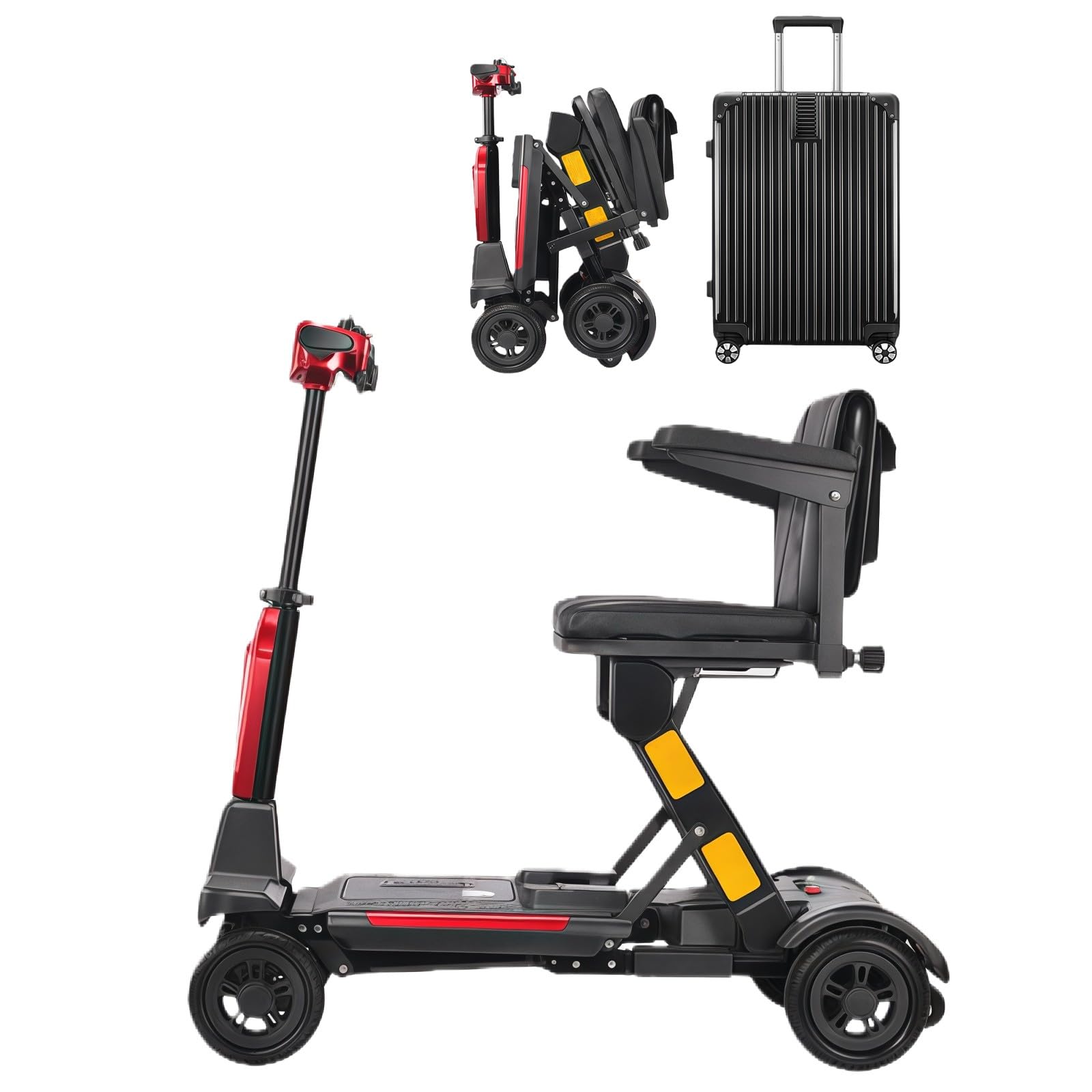 Mobility Scooter, monopattino pieghevole a 4 ruote con luci, per adulti e anziani, design compatto per un facile trasporto e utilizzo