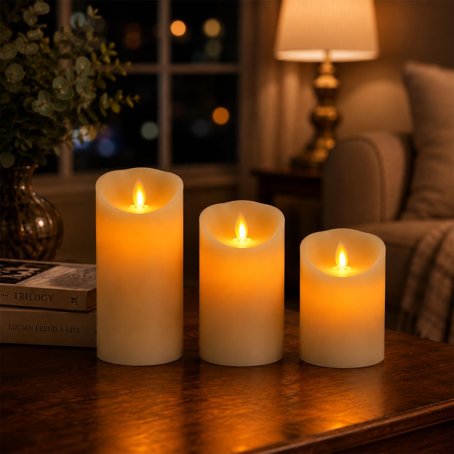 Juego de 9 velas LED de cera real con temporizador, mando a