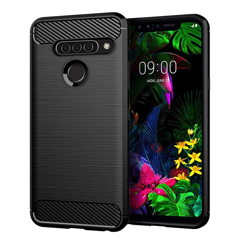 Image of NPRC Hybrid Ultra Slim Protective Case TPU Non-Slip Carbon Fiber Texture Shockproof Case Cover for Lg G8S Thinq - Black